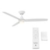 Wac Blitzen 3-Blade Smart Ceiling Fan 54in Matte White with 3000K LED Light Kit and Remote Control F-060